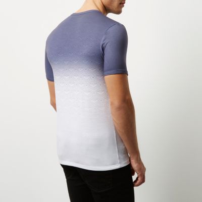White geo faded print muscle fit T-shirt